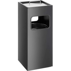 Durable Papierkorb Metall mit Ascher, entnehmbarer Inneneimer und Ascher, eckig, schwarz, 333101