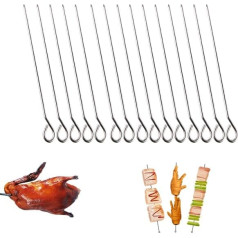 Vokowin 15 Stück Lebensmittelqualität 304 Edelstahl Truthahn Lacers, stabilus Edelstahl Fleischspieße, BBQ, Lauko Kochen, Metallspieße, Cocktailspieße für Trussing Truthahn und Geflügel (K243-15)