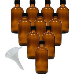 mikken 10 x rudos spalvos vaistinėlės, 100 ml, pagamintos Vokietijoje, įskaitant ženklinimo etiketes ir piltuvėlį
