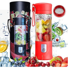Nešiojamasis vaisių maišytuvas, įkraunamas USB mini stovo maišytuvas kokteiliams, pieno kokteiliams, vaisių sultims, nešiojamasis stovo maišytuvas, 350-420 ml, Kalėdos, dovana moterims ir vyrams (raudona)