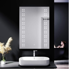 ELEGANT 500x700mm LED apšviestas vonios kambario veidrodis su skustuvo lizdu Demister Pad Wall Mounted Single Touch Sensor IP44 Smart Modern Bathroom Mirror