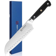 KEEMAKE Santoku peilis 17 cm, virėjo peilis, profesionalus peilis, pagamintas iš vokiško plieno, aštrus virtuvinis peilis su ergonomiška rankena, naudingas peilis mėgėjams ir profesionalams