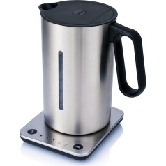 Wilfa Svart Format Wasserkocher / 1,25 Liter / 2.200 Watt/manuelle Temperaturregelung 40 bis 100 Grad/mit Warmhalte-Funktion/isolierter Doppelwand-Wasserkocher (silber)