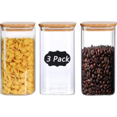 1500ml stikliniai indeliai su bambuko dangteliais 3 pakuotės hermetiški maisto grūdų stiklainiai uogienė makaronai spagečiai arbata kavos pupelių pupelių sausainiai užkandžiai miltai