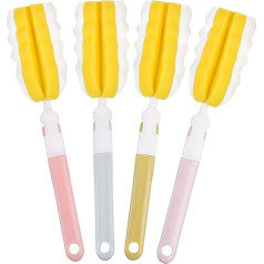 INVODA Flaschenbürste mit langem Griff, Tassenreiniger, Schwamm, Flaschenschrubber, abnehmbarer Griff, tragbarer Schwamm, Reinigungsbürste für Babyflaschen, Geschirrspülen, Küche, saubere Gläser,