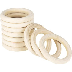 Natūralaus medžio žiedai 75 mm nebaigti mediniai žiedai amatams Macrame žiedai Mediniai žiedai amatams Žiedų pakabukai ir jungtys Juvelyrinių dirbinių gamyba 10 vnt. pakuotė