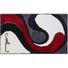 Grund COLANI Exklusiver Designer Badteppich 100% Polyacryl, ultra soft, rutschfest, ÖKO-TEX-zertifikuota, 5 metų garantija, Colani 7B, Badematte 70x120 cm, grau-weiss