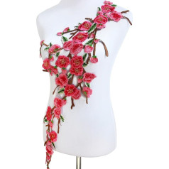 Emdomo Plum Blossom siuvinėjimo nėrinių pleistrai su nėrinių juostele siuvami ant lipdukų, skirtų DIY amatams, 1Pc Rose
