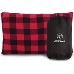 REDCAMP Outdoor Camping Kissen, Reisekopfkissen Komprimierbar, leicht, Flanell, kleines kopfkissen, mit Abnehmbarer Kissenbezug (rot und schwarz)
