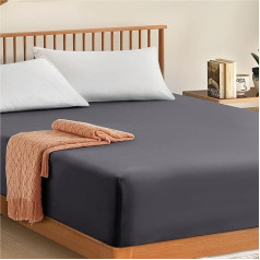 Mano namų parduotuvė 100% EGIPTIJOS MOTINAS 300 THREAD COUNT HOTEL QUANTITY 30CM FITTED SHEET (CHARCOAL, DOUBLE)