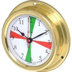 DELITE 858caz Aukščio laivo laikrodis Poliruoto žalvario radijo sektoriai Š x V 127 mm x 40 mm