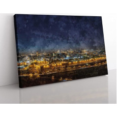 Big Box Art Senamiestis Jeruzalėje Izraelis tapyba drobė Sienų menas Spausdinti paruoštas kabinti paveikslas 76 x 50 cm (30 x 20 colių) mėlyna ruda pilka