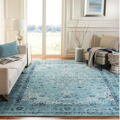 SAFAVIEH Übergangs-Teppich Wohnzimmer, Esszimmer, Schlafzimmer - Evoke Collection, Kurzer Flor, Hellblau und Hellblau, 91 X 152 cm