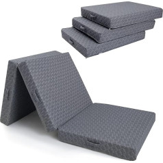 Memorecool Sulankstomas čiužinys, sulankstomas čiužinys, 3 dalių sulankstomas čiužinys, 10 cm storio kempininis čiužinys, sulankstomas, svečių čiužinys su mikropluošto skalbiamu užvalkalu, grindų čiužinys, kelioninis čiužinys, 200 x
