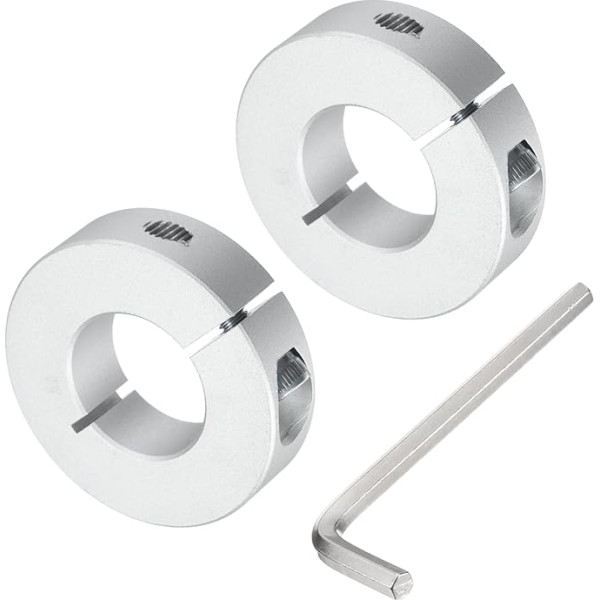 išteklių žemėlapis Einzelteil-Wellenkragen-Set für 22-mm-Schaft, einteilig, 2 Klemmmanschetten, 45 mm Außendurchmesser, 12 mm Dicke, Klemmkragen aus Aluminiumlegierung mit M5 Stellschrauben und einem
