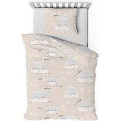 Svajinga Flannelette patalynė 135 x 200 cm medvilnė vaikiška gyvūno motyvas Cool Polar Bear patalynė Smėlio spalvos 100% Flannelette medvilnė patalynė