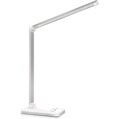 ‎Oxylops LED stalinė lempa, stalinė lempa su apsauga nuo akių, reguliuojamas apšvietimas, jutiklinis valdymas, 10 ryškumo lygių, 5 apšvietimo režimai, USB įkrovimo prievadas