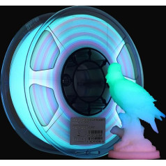 eSUN PLA švytinti 3D spausdintuvo gija, šviečianti tamsoje vaivorykštės gija 1,75 mm, 1 kg ritė (2,2 lbs) 3D spausdinimo gija 3D spausdintuvui, švytinti vaivorykštė, įvairiaspalvė