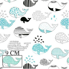 Pingianer Fish Whale 100 % medvilnės medvilninis audinys vaikams parduodamas metrais Amatų siuvimo audinys