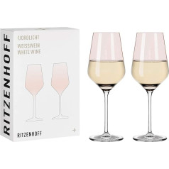 RITZENHOFF 3641001 Baltojo vyno taurė 300 ml - serija Fjordlicht Nr. 1, 2 vnt., su persikų spalvos gradientu - Pagaminta Vokietijoje