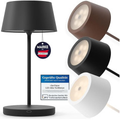 charlique® LED stalinė lempa su baterija (juoda) - 24 cm vakarienės šviesa - reguliuojamo apšvietimo stalinė lempa su USB, skirta naudoti patalpose ir lauke, šilta šviesa - atspari oro sąlygoms, skirta balkonui, terasai ir sodui