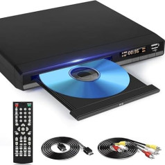 HD DVD grotuvas su USB prievadu, HDMI DVD grotuvas be regiono, skirtas išmaniajam televizoriui, pridedamas HDMI/RCA išvesties kabelis, pertraukimo taškų saugykla, integruotas PAL/NTSC, namų CD grotuvas (ne 