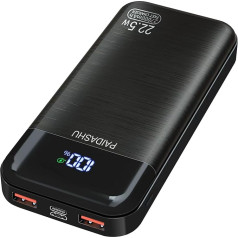 PAIDASHU Power Bank 27000mAh 22,5W Išorinis delninis maitinimo blokas PD20W Greitai atnaujinamas USB C maitinimo blokas su LED ekranu 3 atvėrimai ir 2 atvėrimai, skirtas išmaniesiems telefonams (002)