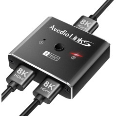 avedio links HDMI skirstytuvo jungiklis, 4K@120Hz Dvigubas HDMI jungiklis Splitter 1 in 2 Out/2 in 1 Out, aliumininis HDMI jungiklis HDMI Switcher für PS5/4, Xbox, TV Box, TV Stick