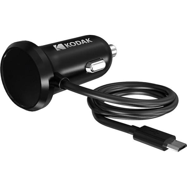 KODAK 12V Codak greitasis įkroviklis su mikro USB prievadu, 1,2 m ilgio kabeliu, įtampos apsauga ir LED lemputė automobiliui