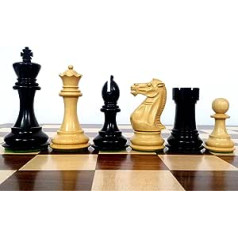 RoyalChessMall – 4,1 colio Pro Staunton svertinis medinių šachmatų rinkinys – juodos spalvos mediena – 4 karalienės