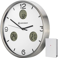 Bresser MyTime io NX radijo bangomis valdomas sieninis laikrodis su termometru ir higrometru