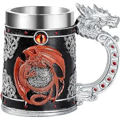 OTARTU „Dragon“ alaus bokalas su nerūdijančio plieno įdėklu „Dungeons and Dragons“ kavos puodelio dovana