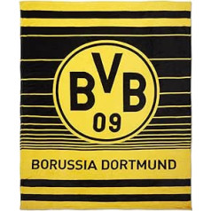 Borussia Dortmund BVB vilnos antklodės juostelės – juoda/geltona – 200 x 150 cm – 100 % poliesteris