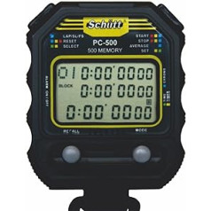 SCHÜTT PC-500 Chronometras (500 atmintis, laikas ir data, dvigubas laikmatis), skaitmeninis profesionalus chronometras su slėgio taško mechanizmu, atsparus purslams, treniruoklis