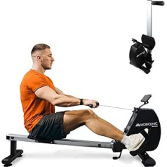 Mobiclinic® RowFit Fitness irklavimo mašina, 8 pasipriešinimo lygiai, tylus, magnetinis pasipriešinimas, LCD monitorius, mobiliojo telefono stovas, iki 120 kg, 6 kg smagratis, namų sporto salė