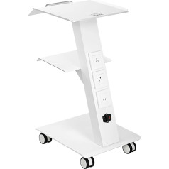 VEVOR Laborwagen, Medizinischer Servicewagen mit Integrierter Steckdose, Mobiles Dessert aus 3lagigem Metall, mit Drehbaren Rädern, Belastung 100 kg, für Labor, Klinik, Schönheitssalon, Salon
