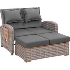 greemotion Bahia Tobago rotango poilsio sodo sofa-lova su taburete Pilka mediena