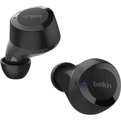 „Belkin SoundForm Bolt True“ belaidės į ausis įdedamos ausinės, belaidės ausinės su mikrofonu, baterijos veikimo laikas iki 28 val., mono režimas, IPX4 apsauga nuo prakaito ir purslų, skirtų „iPhone“, „Galaxy“