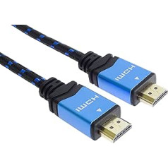 PremiumCord 4K didelės spartos HDMI 2.0b kabelis 3 m M/M 18 Gbps su eternetu, suderinamas su vaizdo įrašu 4K @ 60 Hz UHD 2160p, 3D – paauksuotos jungtys, medvilnės danga, 3 m