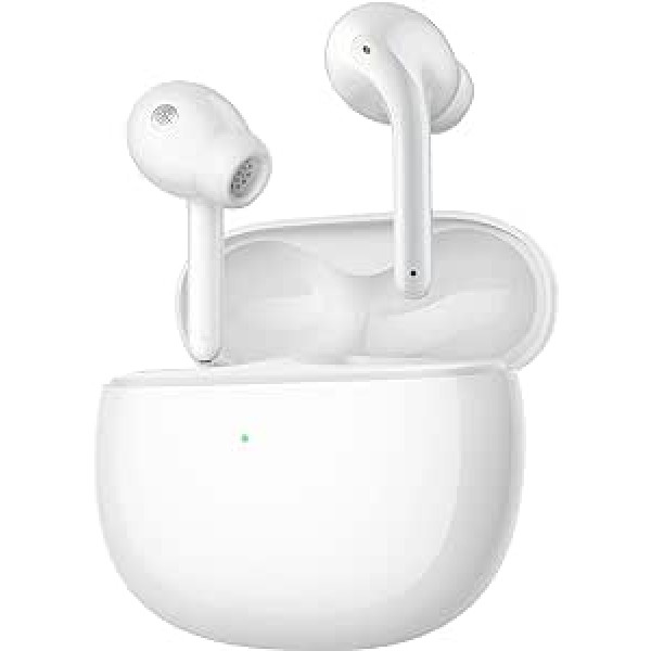 „Xiaomi Buds 3“ (blizgus baltas) + 1 m USB-C laidas, belaidės „Bluetooth 5.2“ ausinės su USB-C laidu, 1 metro ilgio, belaidės ausinės, lengvos, veikia iki 32 val., triukšmo slopinimas, baltas