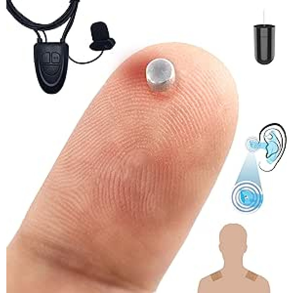 PingaOculto Spy Headphones Bluetooth Testing Mini Nano Invisible Ausinės, skirtos mobiliojo telefono mikrofono kabeliui ir lipnioms juostelėms – Invisible Earphones Spy Headset (Spy Headphones Nano V5 + VIP Pro