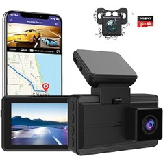Bebinca Dash Cam Car 4K priekinė galia su WiFi, GPS, programa, WDR naktinis matymas, 170° platus kampas, G jutiklis, parkavimo monitorius, kilpos įrašymas, avarinis užraktas, judesio jutiklis, priekinių žibintų įspėjimas (dvigubas)