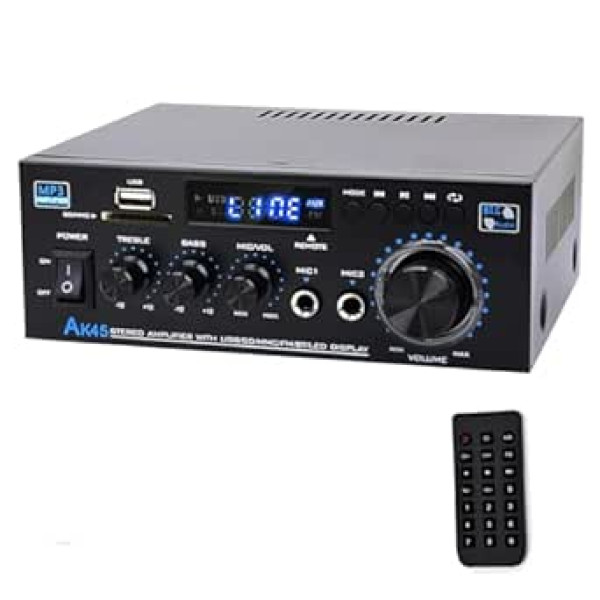 AK45 Bluetooth stiprintuvas Hi-Fi stereo stiprintuvas - 2 kanalų mini garso imtuvo stiprintuvas HiFi stiprintuvas Skaitmeninis stiprintuvas galios stiprintuvas su USB, SD, FM, RCA namams ar automobiliui