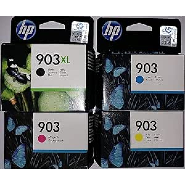 HP 903XL juodos ir HP 903 1x žydros / purpurinės / geltonos originalios spausdintuvų kasetės, skirtos HP Officejet 6950, HP Officejet Pro 6960, HP Officejet Pro 6970