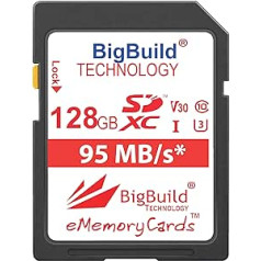 BigBuild Technology 128GB UHS-I U3 95MB/s atminties kortelė, skirta Panasonic Lumix DMC TZ80, TZ81, TZ81EG-K, TZ81EG-K, TZ81EG-S, TZ90, TZ90EB-K, TZ91, ZS50K, ZS70S fotoaparatams