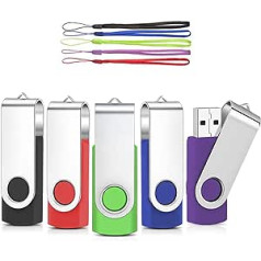 „AreTop“ USB atmintinės, 32 GB, 5 vnt., Pasukamas metalinis daugiaspalvis didelės spartos USB 2.0 „Flash“ atmintinės paketas (įvairių spalvų)