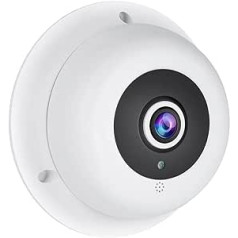 REVODATA HD 5MP Fisheye POE IP kamera su mikrofonu, patalpų stebėjimo kamera Garsas 1,7 mm objektyvas 180° vaizdas IR naktinio matymo CCTV vaizdo POE IP kamera, P2P H.265 judesio aptikimas (IF04-P-Audio-HS)