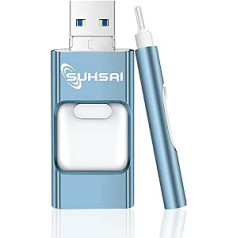 Suhsai 128 GB USB atmintis USB 3.0 atmintinė, didelės spartos laikmena, 4 viename daugiafunkcinė USB atmintinė, nešiojama USB atmintinė, nuotraukų atmintis, išorinė atmintis, skirta iPhone, iPad, Android, planšetinis kompiuteris (mėlynas)