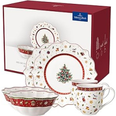 Villeroy & Boch Toy's Delight Red „Pusryčiai dviems“ pusryčių paslauga iki 2 žmonių, 6 vnt., aukščiausios kokybės porcelianas, balta / raudona