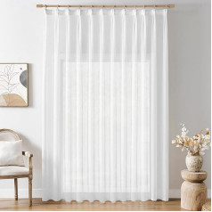 Softalker Užuolaidos su Ruffle Tape White Užuolaidos Extra Wide 300 cm Užuolaidos Room Divider Stores Užuolaida 240 cm High Ready Užuolaidos Gyvenamasis kambarys Rail System Pack of 1